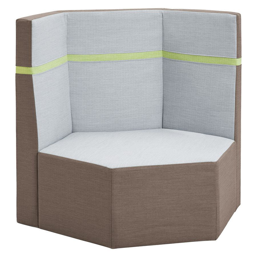 Podest Sechseck mit 3 Rückenlehnen und Stoffbezug