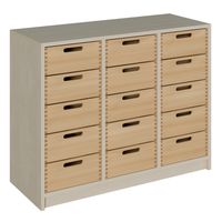Schrank mit 15 Massivholzkästen, ohne Sichtfenster, B 102 x H 80 x T 40 cm