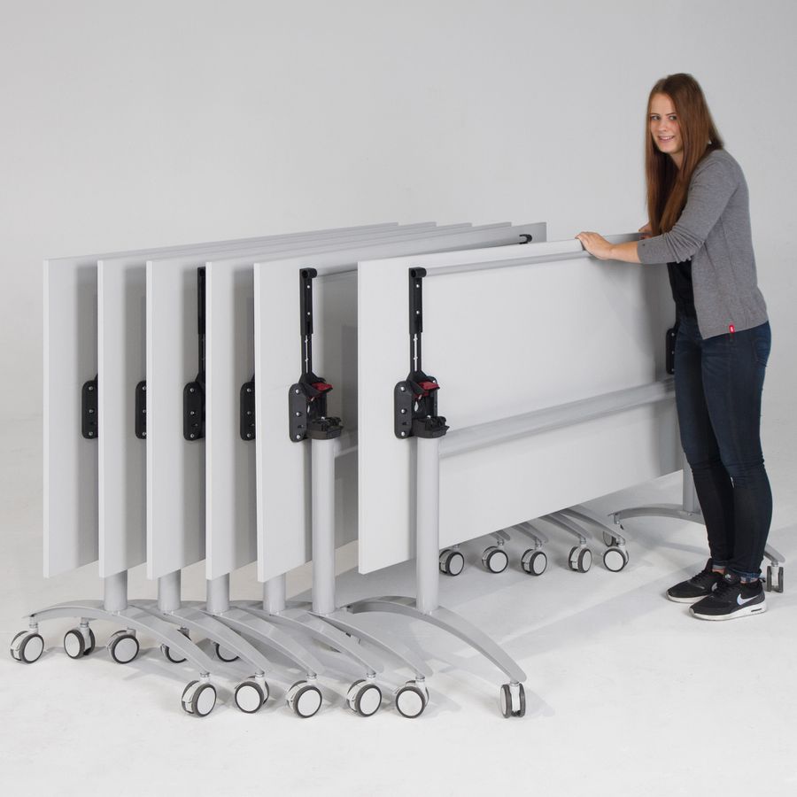 Seitenklapptisch fahrbar, B 140 x H 72 x T 70 cm