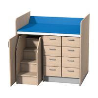 Wickelanlage mit 8 Schubkästen und Aufstiegshilfe links inkl. Tür