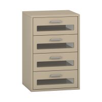 Schubkastenschrank mit 4 Schubkästen mit Acryl-Einsatz, Dekor