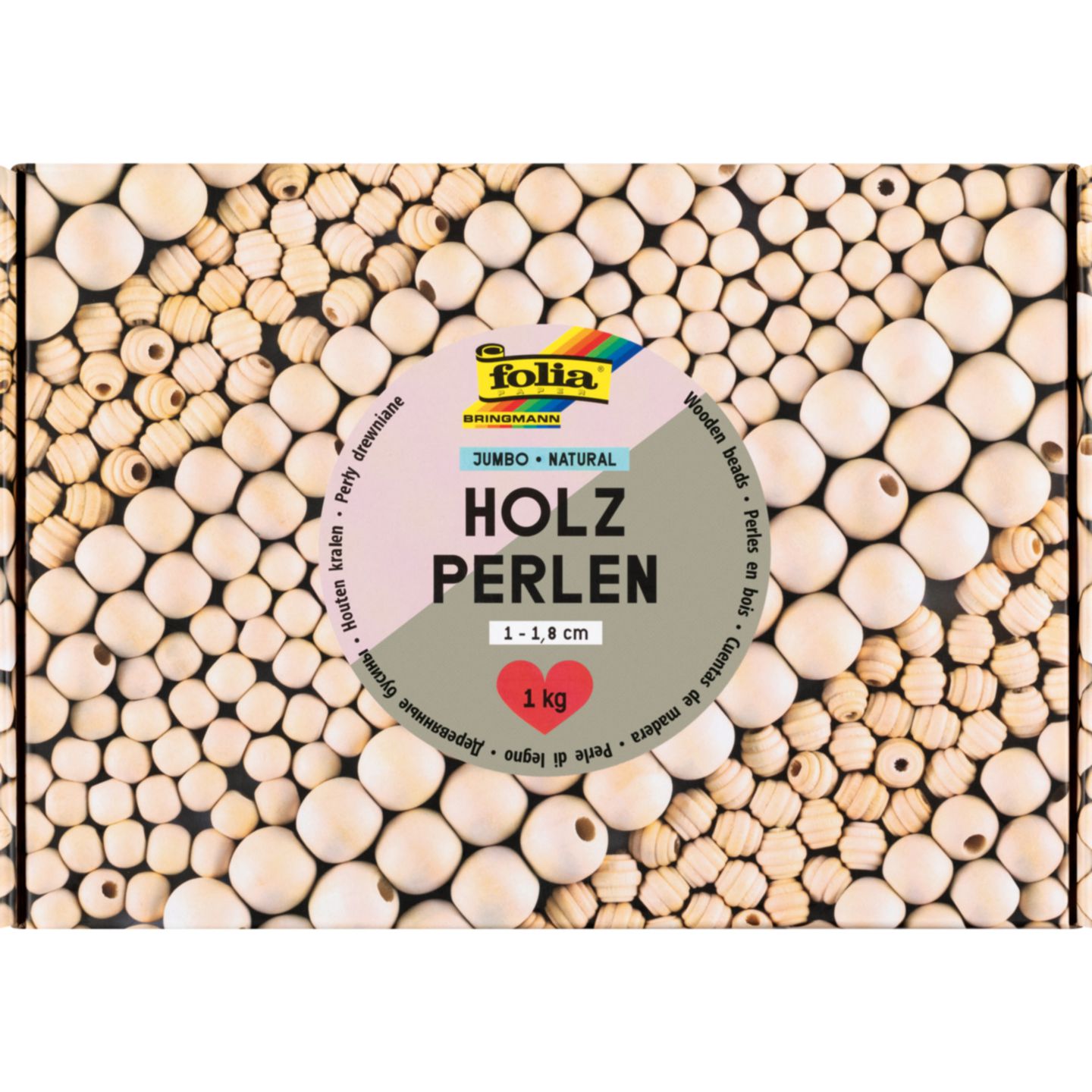 Holzperlen Natural Jumbo. 1 kg