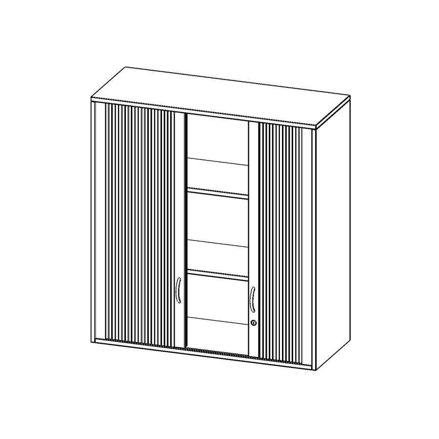 Aufsatzschrank mit Rollo und 2 Einlegeböden, abschliessbar, B 100 x H 108 x T 40 cm
