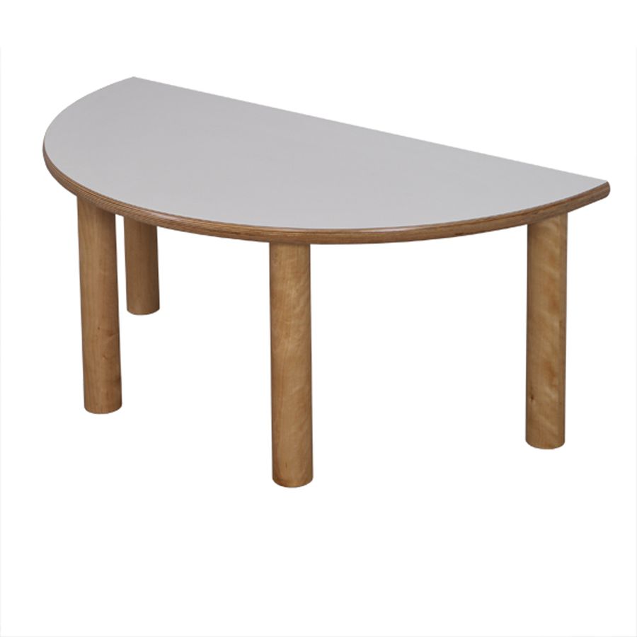 Allround-Tisch halbrund, Ø 120 cm, Höhe 52,5 cm, HPL-Belag, Gleiter