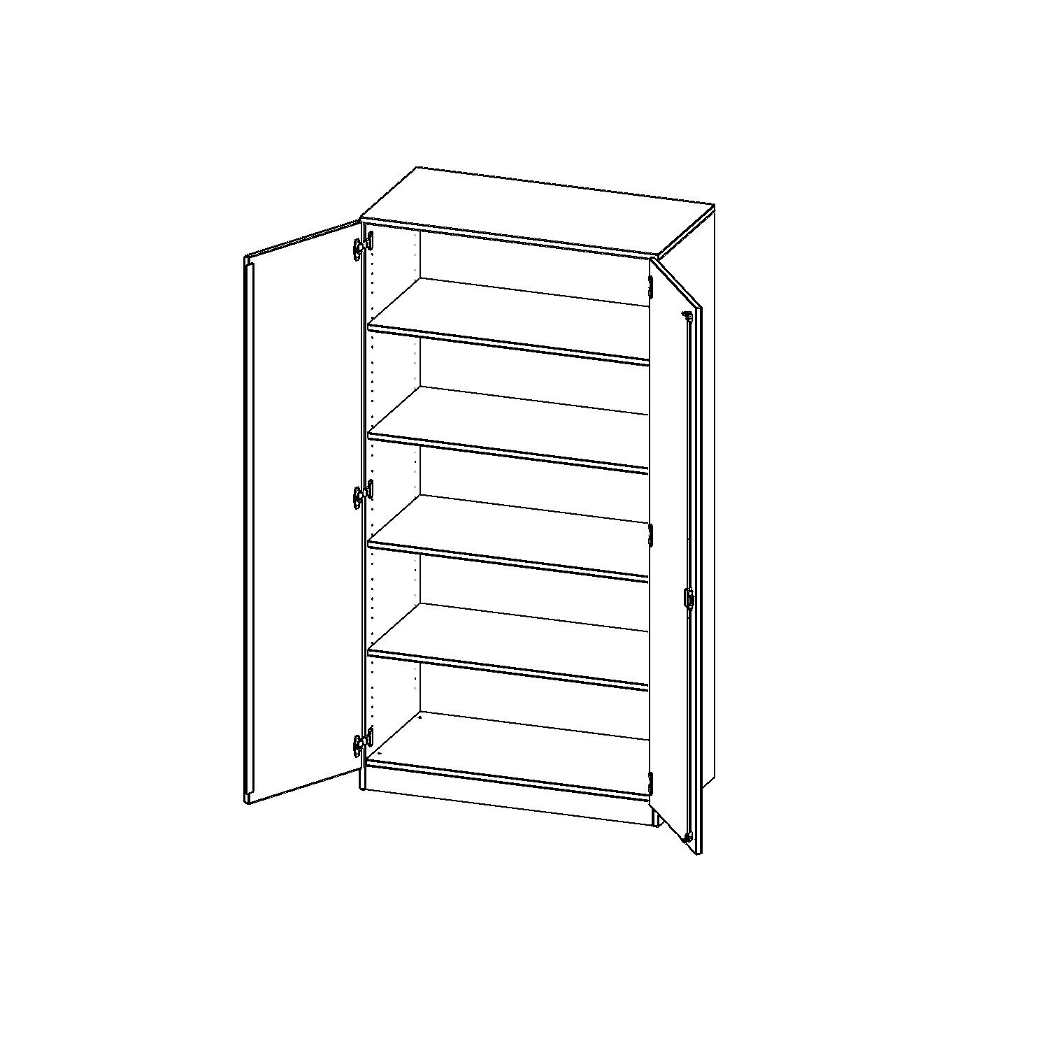Doppeltürenschrank mit Sockel und 4 Einlegeböden, B 100 x H 190 x T 50 cm