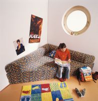 Dreieck-Klappmatte mit Stoffbezug, B 180 x H 15/30 x T 180 cm