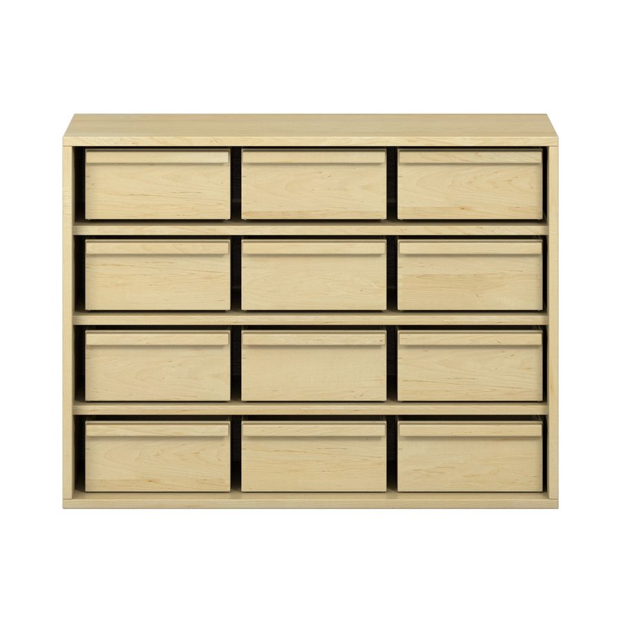Pureo Materialschrank Furnier mit 12 Kästen, mit 3 Einlegeböden, B 100 x H 75 x T 42 cm