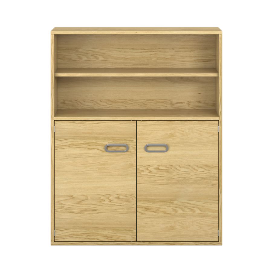 Pureo Türenschrank mit Doppeltür, oben offen, Furnier, B 100 x H 125 x T 42 cm