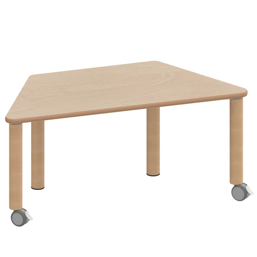 Trapez-Tisch Zalotti, B 120 x Schenkellänge 60/60/60 cm mit HPL-Belag, mit 2 Rollen + 2 Gleiter