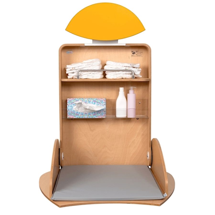 Wickel-Ei mit Kuppe gelb inkl. graue Wickelmatte