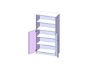 Schrank mit Doppeltüren unten und oben offenes Regal, B 100 x H 190 x T 40 cm