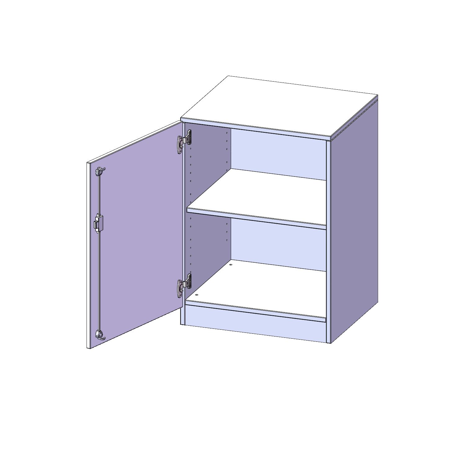 Schrank mit Sockel, 1 Tür abschliessbar (Türanschlag links), 1 Einlegeboden, B 60 x H 82 x T 40 cm