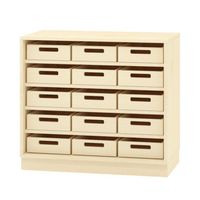 Schrank mit 15 Eigentumskästen mit Sockel, Dekor, B 90 x H 80 x T 40 cm