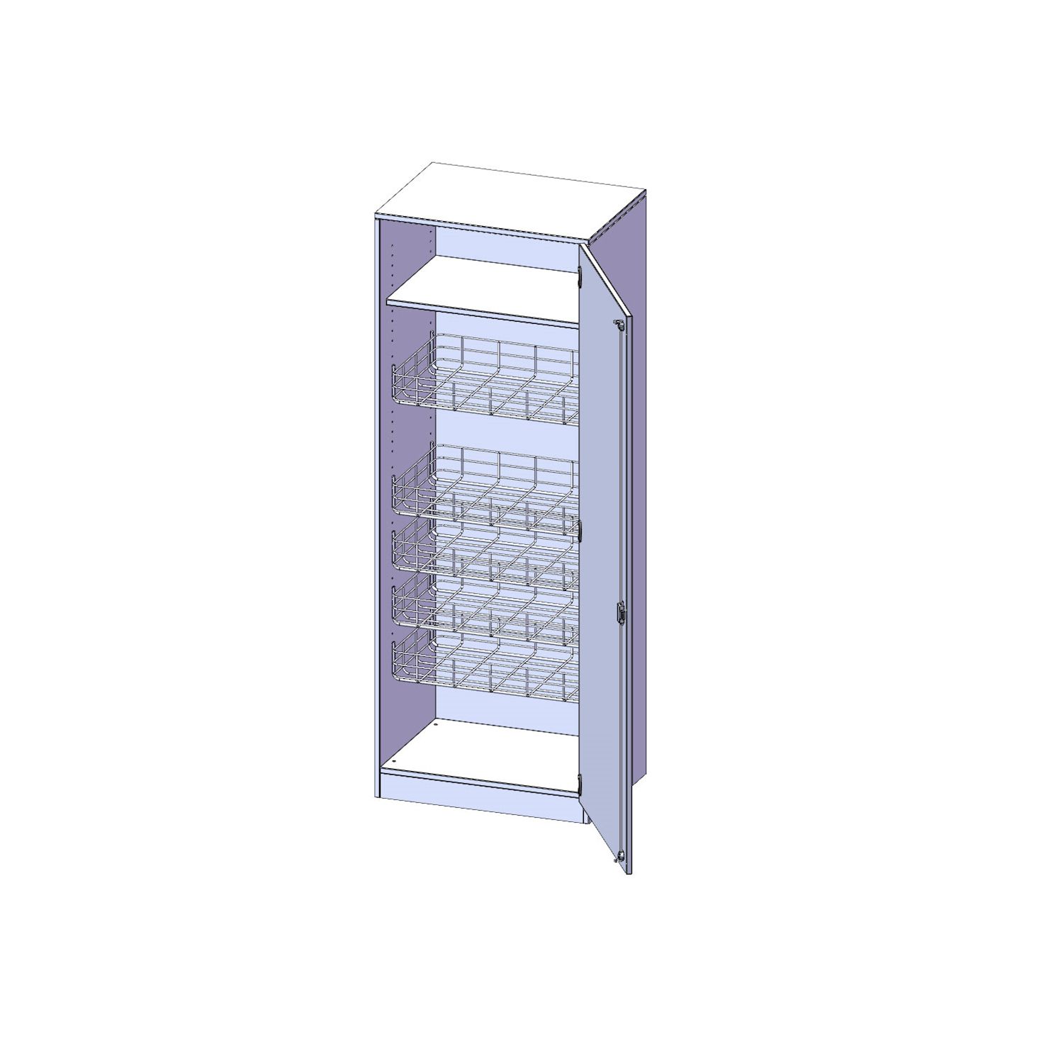 Sportschrank Ballkörben mit Tür rechts, B 70 x H 190 x T 60 cm
