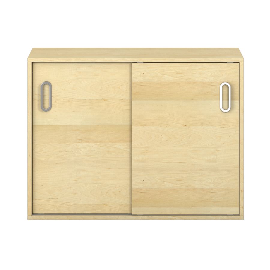 Pureo Portfolioschrank mit Schiebetüren, Furnier
mit 1 Mittelwand und 2 Einlegeböden
B 100 x H 75 x T 42 cm