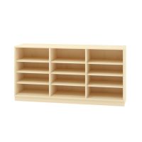 Materialschrank offen mit Mittelseite und Sockel, 9 Böden, Furnier, B 160 x H 80 x T 40 cm