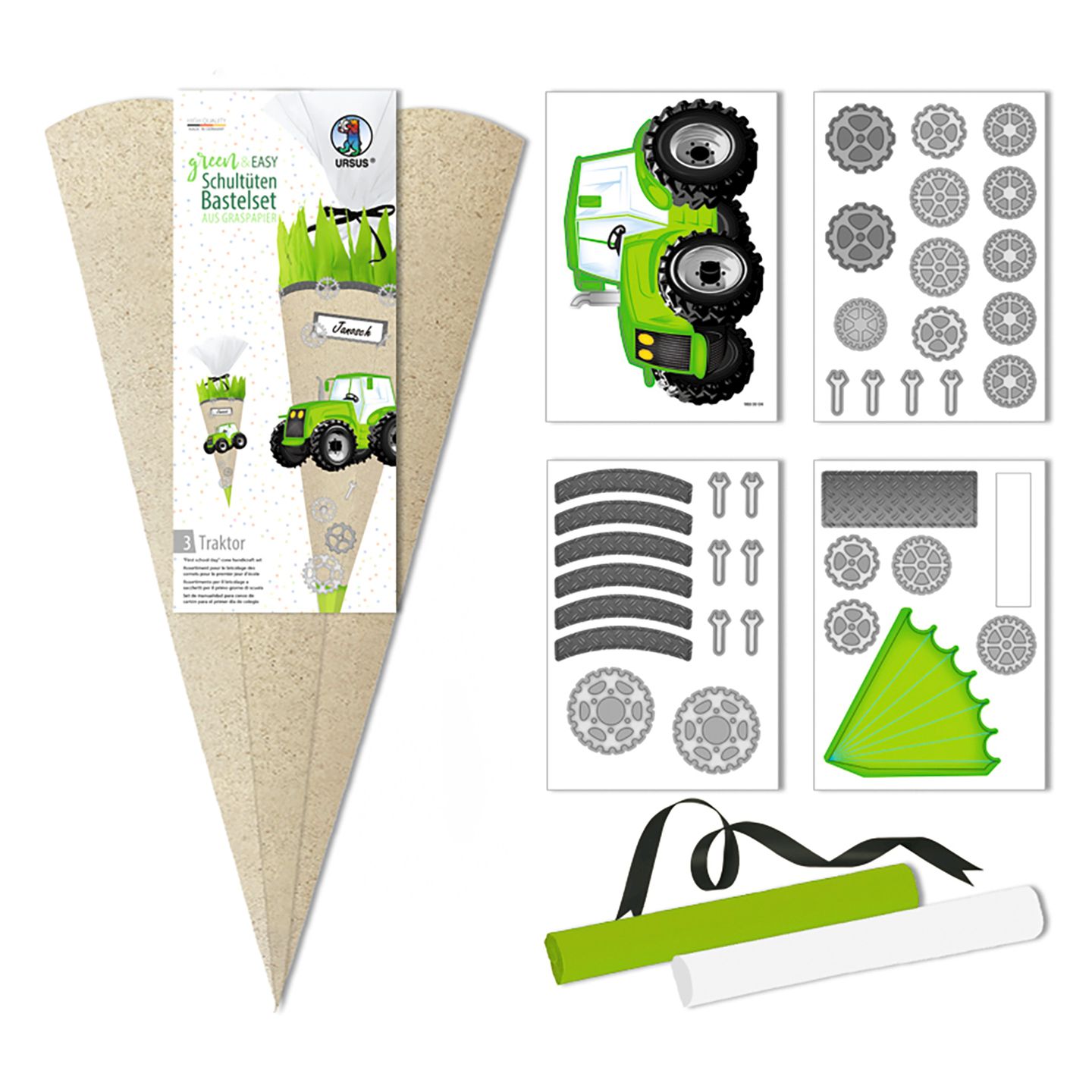 Schultüten Bastelset Traktor Graspapier