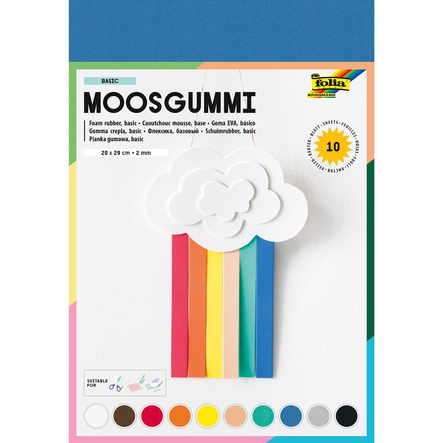 Moosgummiplatten 20 x 29 cm 10 Farben