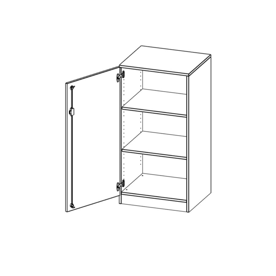 Schrank mit Sockel, 1 Tür abschliessbar (Türanschlag links), 2 Einlegeböden, B 60 x H 118 x T 40 cm