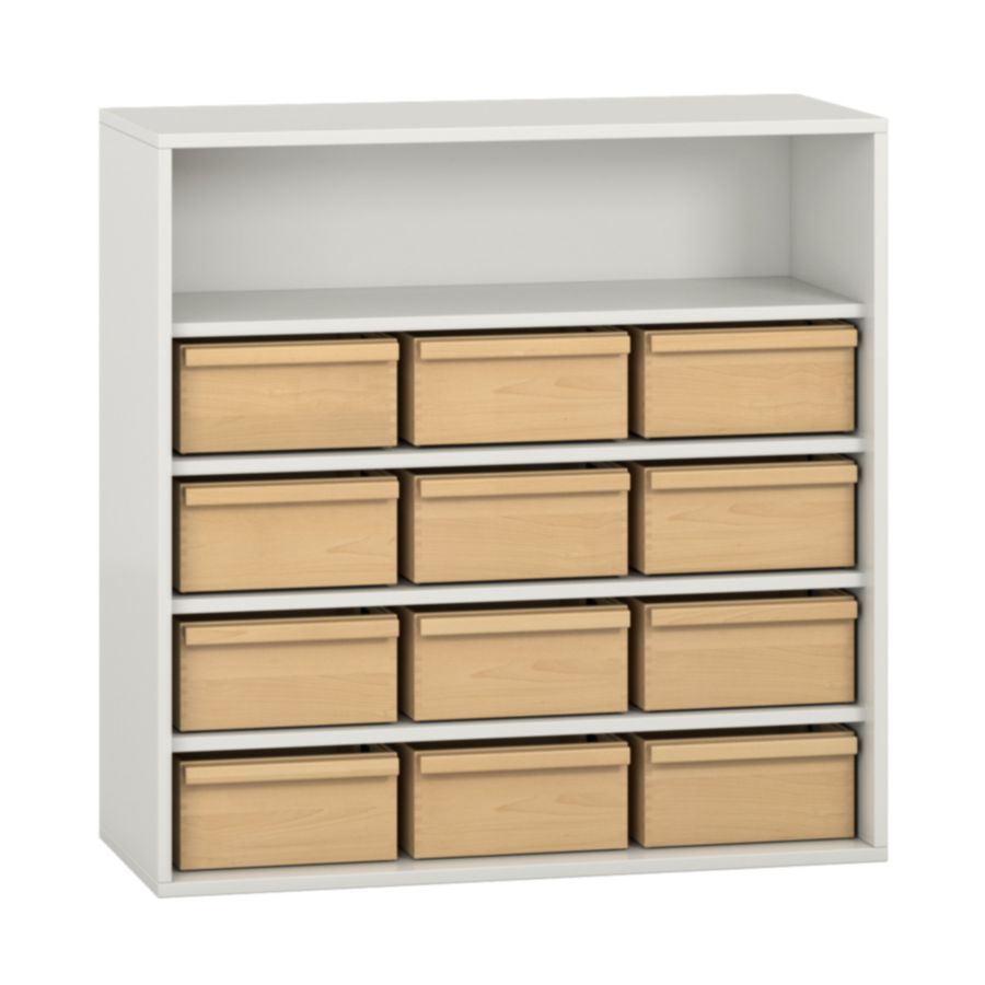 Pureo Materialschrank Dekor mit 12 Materialkästen, B 100 x H 100 x T 42 cm