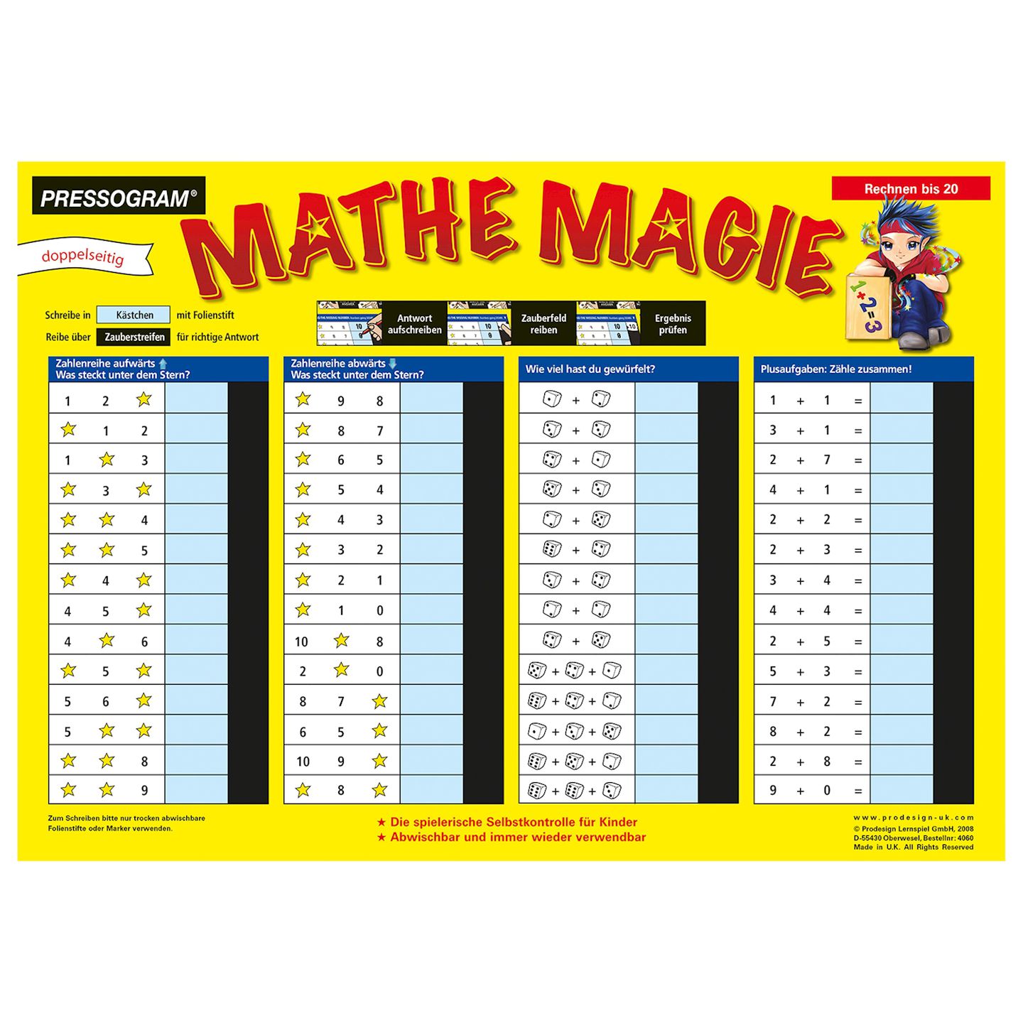 Zaubertafel Rechnen bis 20