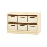 Schrank mit 6 Materialkästen mit Sockel und 1 Einlegeboden, Dekor, B 90 x H 55 x T 40 cm