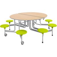 8er-Tisch-Sitz-Kombination oval, Tischhöhe 69 cm, Sitzhöhe 38,5 cm