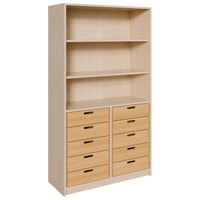 Schrank mit 10 Massivholzkästen und 2 Einlegeböden, B 102 x H 180 x T 40 cm