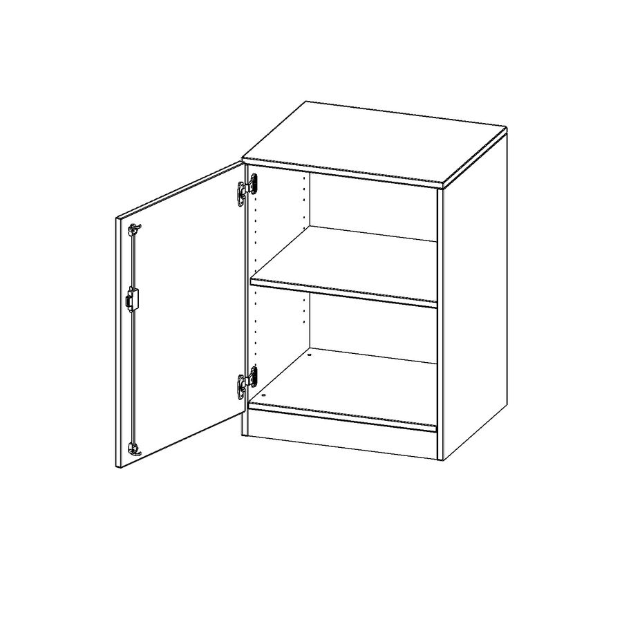 Schrank mit Sockel, 1 Tür abschliessbar (Türanschlag links), 1 Einlegeboden, B 60 x H 82 x T 40 cm