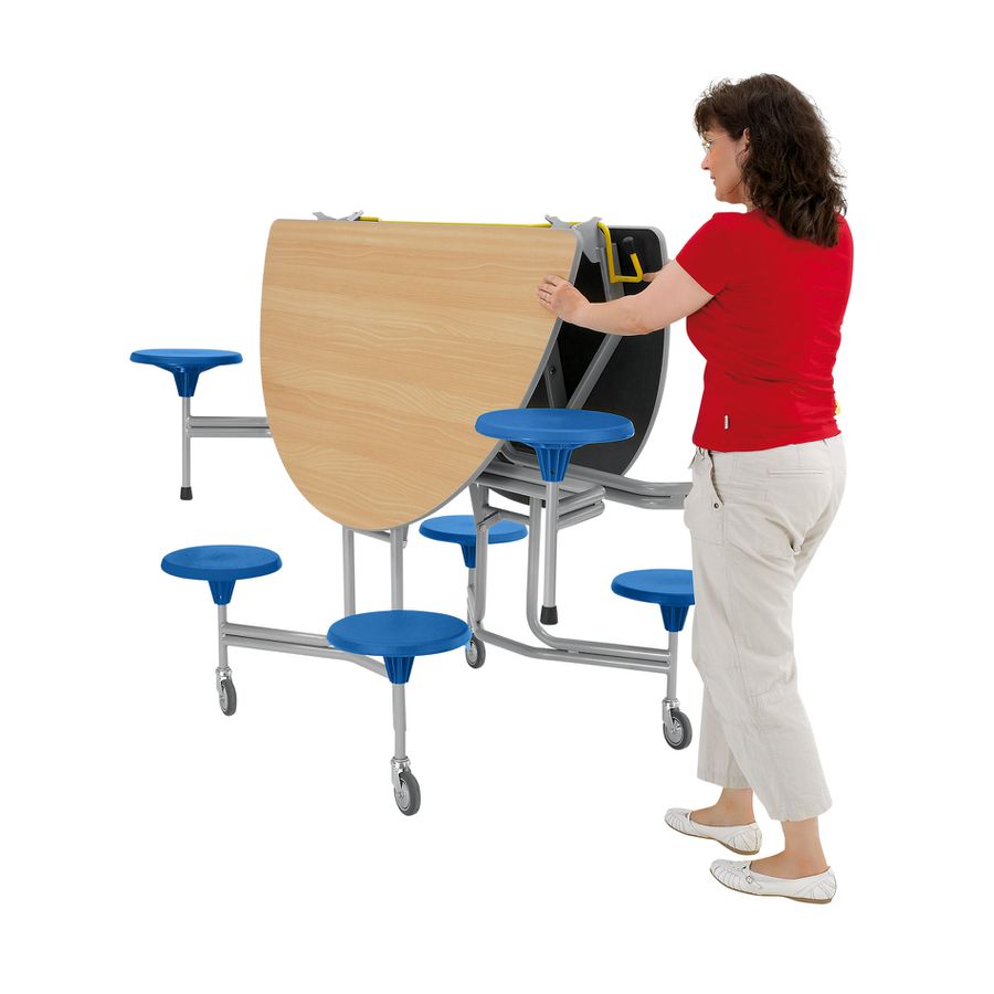 8er-Tisch-Sitz-Kombination oval, Tischhöhe 69 cm, Sitzhöhe 38,5 cm