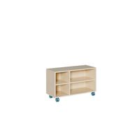 Raumtrennregal fahrbar,
B 105 x H 62,5 x T 40 cm,
mit 1 Mittelwand versetzt, 4 Fächer