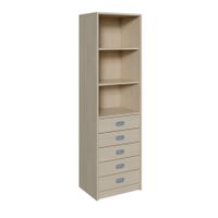 Schrank mit 5 Schubladen, oben Regal mit 2 Einlegeböden, B 52 x H 180 x T 40 cm