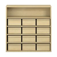 Pureo Materialschrank Furnier mit 12 Kästen, mit 4 Einlegeböden, B 100 x H 100 x T 42 cm