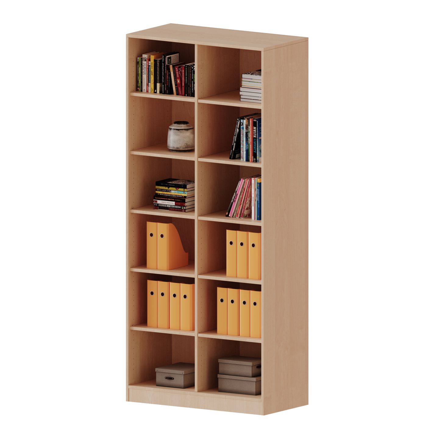 Regal mit Sockel und Mittelwand, 10 Einlegeböden, B 100 x H 226 x T 40 cm