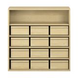 444.012.015K - Pureo Materialschrank Furnier mit 12 Kästen, mit 4 Einlegeböden, B 100 x H 100 x T 42 cm