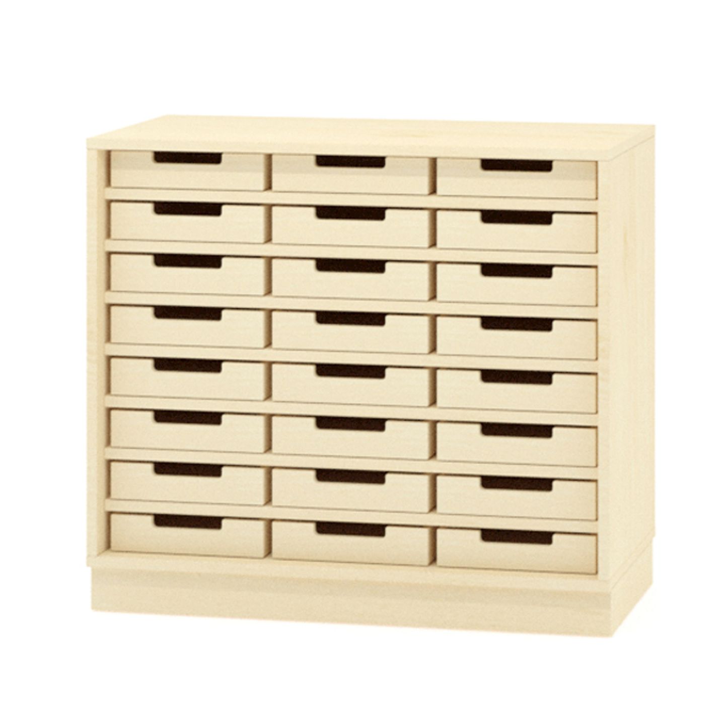 Schrank mit 24 Eigentumskästen, mit Sockel, B 90 x H 80 x T 40 cm, Dekor