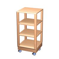 Turmregal mit Rollen mit 2 Einlegeböden, Birke massiv, B 40 x H 80 x T 40 cm
