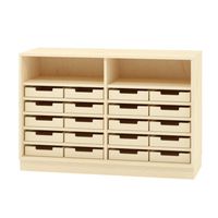 Schrank mit 20 Materialkästen mit Sockel, B 120 x H 80 x T 40 cm, Furnier