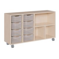 ErgoTray Regal fahrbar mit 8 hohen Boxen, B 139 x H 82 x T 40 cm