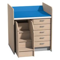 Wickelanlage mit 5 Schubkästen und Aufstiegshilfe links