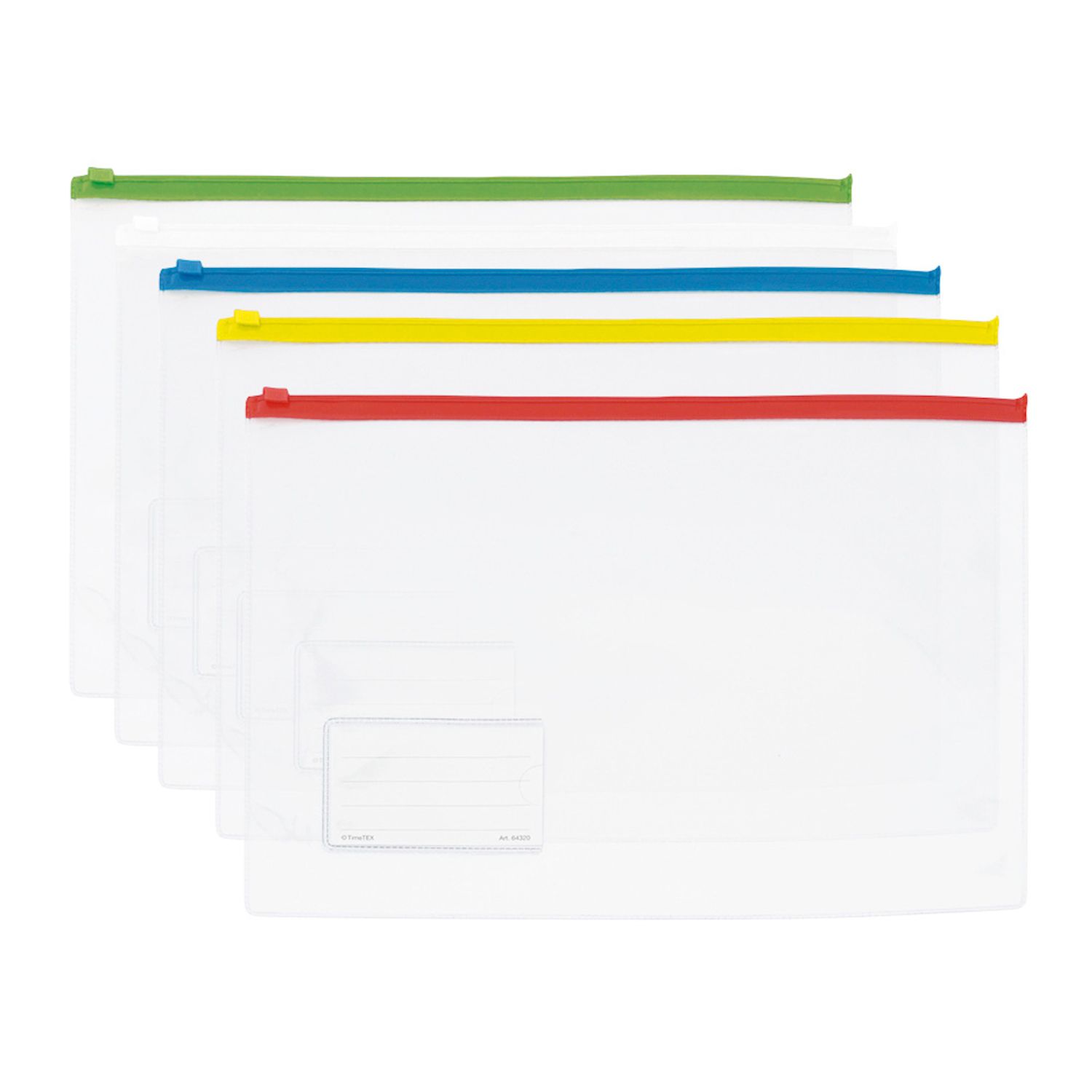 Set Utensilien-Taschen A4 transparent, 5 Stück