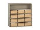 Pureo Materialschrank Dekor mit 12 Materialkästen, B 100 x H 100 x T 42 cm