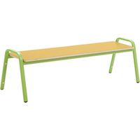 Stapelbank Standard in P1F Buche, RAL 7035 lichtgrau, mit Kunststoffgleiter, L 140cm Sitzhöhe 43 cm