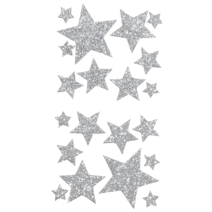 Moosgummi Glitter-Sticker Sterne selbstklebend, 40 Stk.