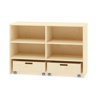 Bausteinschrank mit zwei Bausteinwägen, 2 Einlegeböden, B 120 x H 80 x T 40 cm, Furnier