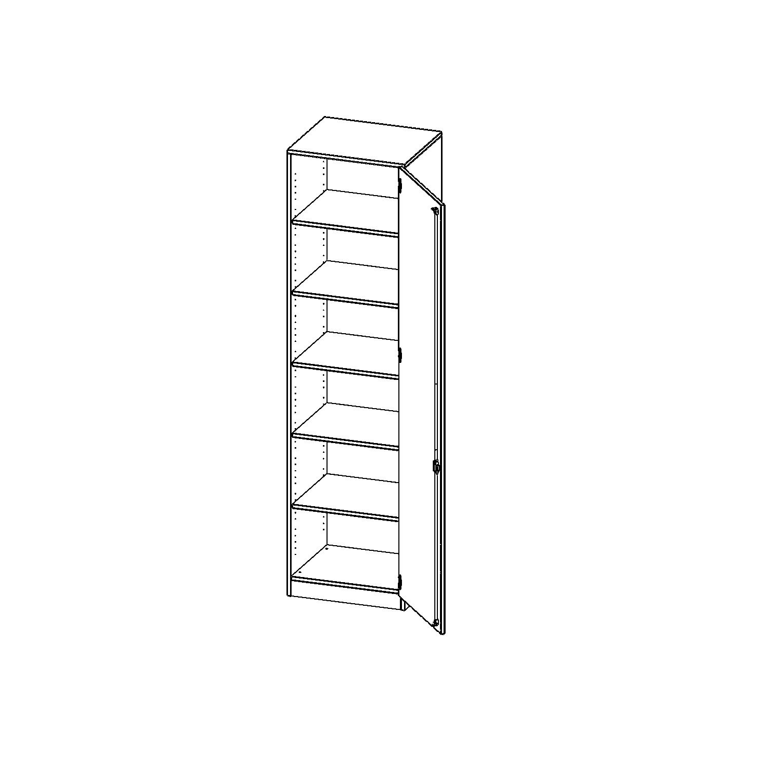 Schrank mit Sockel und 1 Tür abschliessbar, 5 Einlegeböden, B 60 x H 226 x T 50 cm