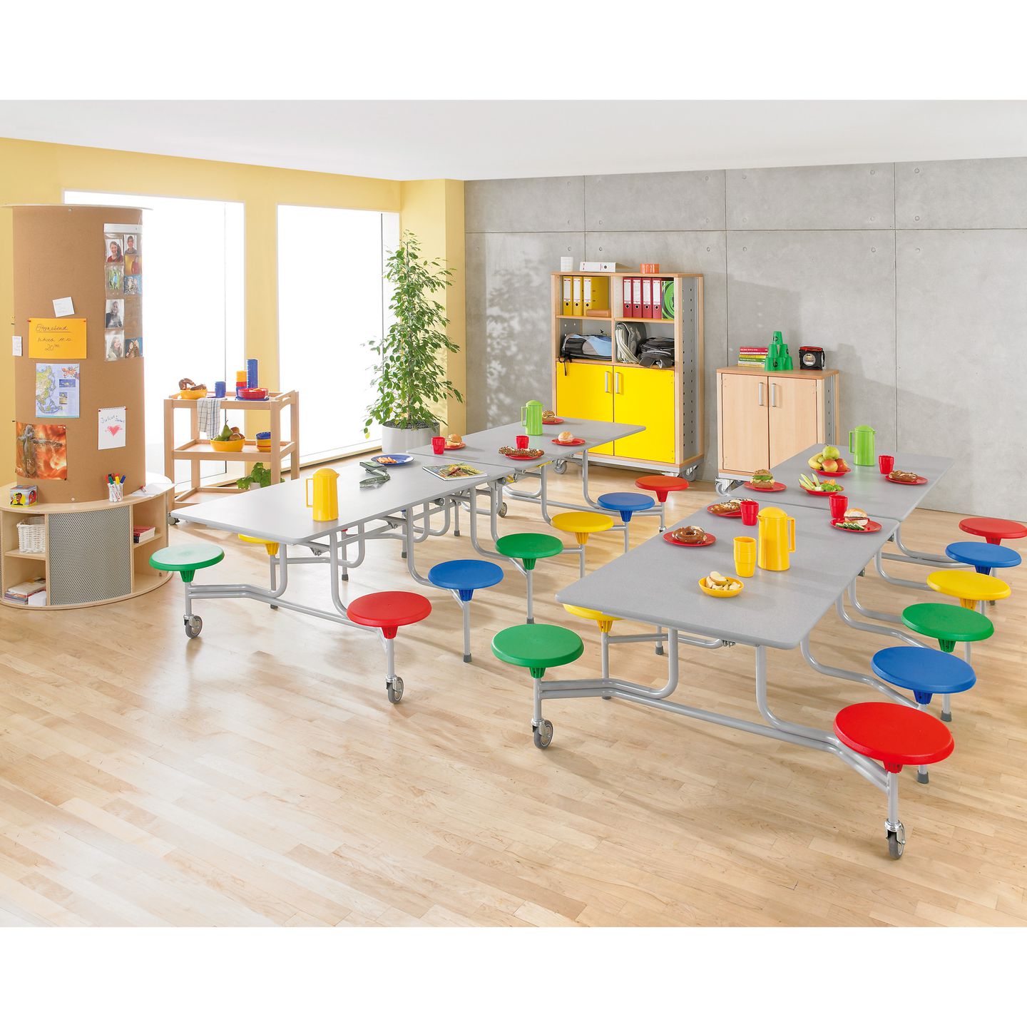 12er-Tisch-Sitz-Kombination rechteckig, Tischhöhe 66 cm Sitzhöhe 36 cm