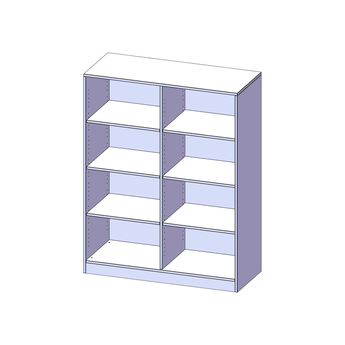 Regal mit Sockel und Mittelwand, 6 Einlegeböden, B 120 x H 154 x T 40 cm