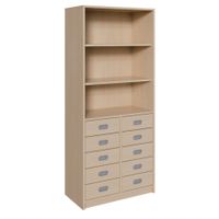 Schrank mit 10 Schubladen, oben Regal mit 2 Einlegeböden, B 102 x H 180 x T 40 cm