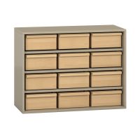 Pureo Materialschrank mit 12 Kästen und 3 Einlegeböden, Dekor, B 100 x H 75 x T 42 cm